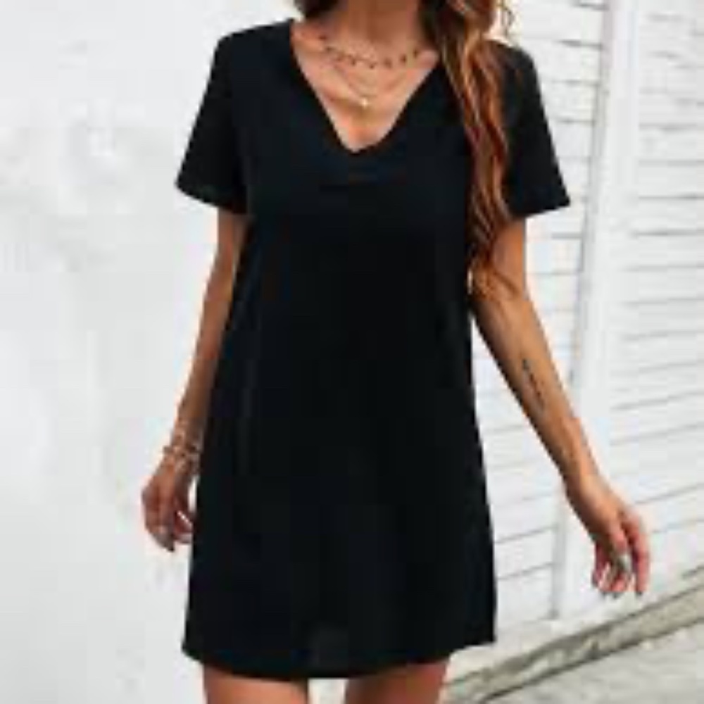 Bella Dahl V-Neck Tee Dress - Vintage Black size S
